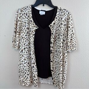 Ann Taylor Cardigan and Jon Den tank Dk. Brown Tank Animal Print Cardigan Large